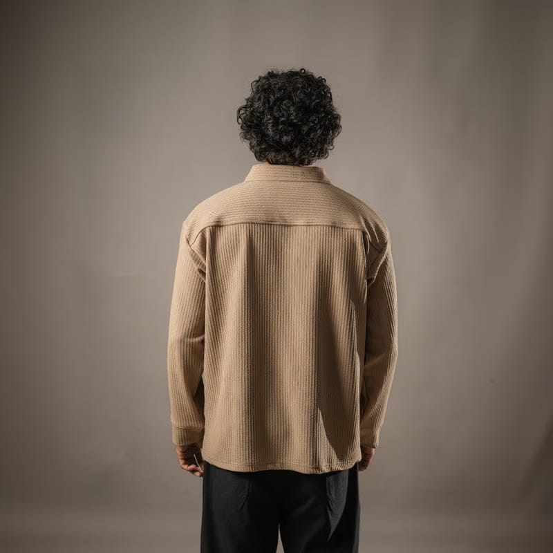 Brown Full Sleeves Quarter Zip