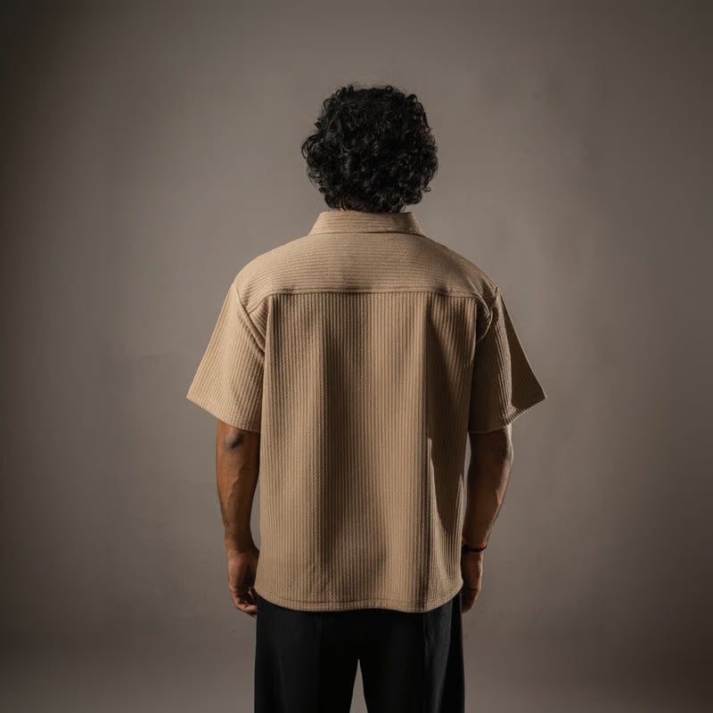 Brown Half Sleeves Quarter Zip