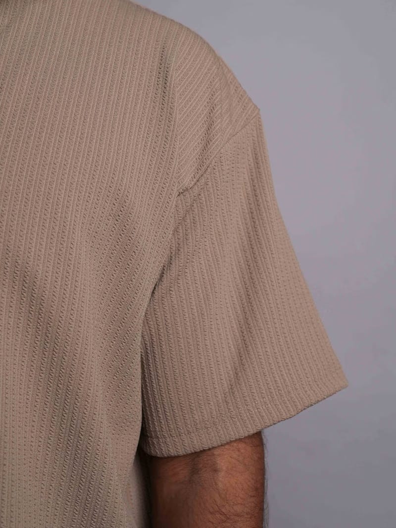 Brown Half Sleeves Quarter Zip
