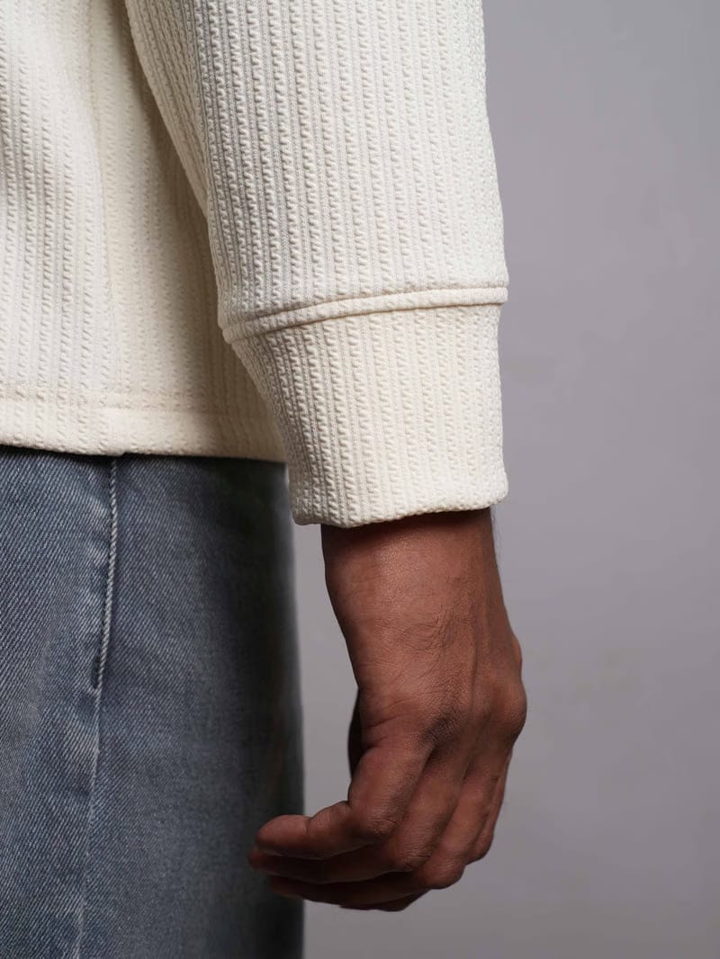 Cream Full Sleeves Quarter Zip