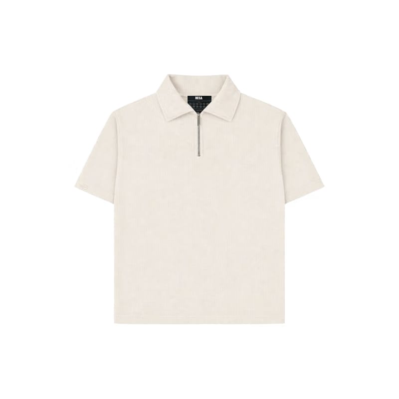 Cream Half Sleeves Quarter Zip