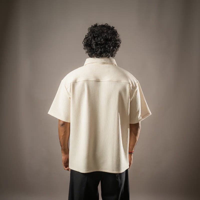 Cream Half Sleeves Quarter Zip