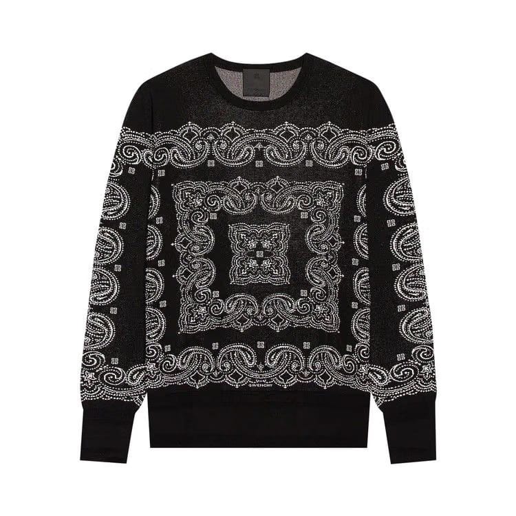 Givenchy Paisley Jacquard Silk Knitwear Sweater Black/White