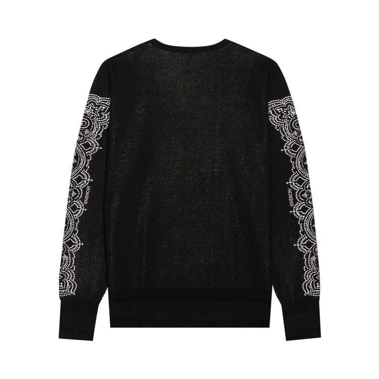 Givenchy Paisley Jacquard Silk Knitwear Sweater Black/White