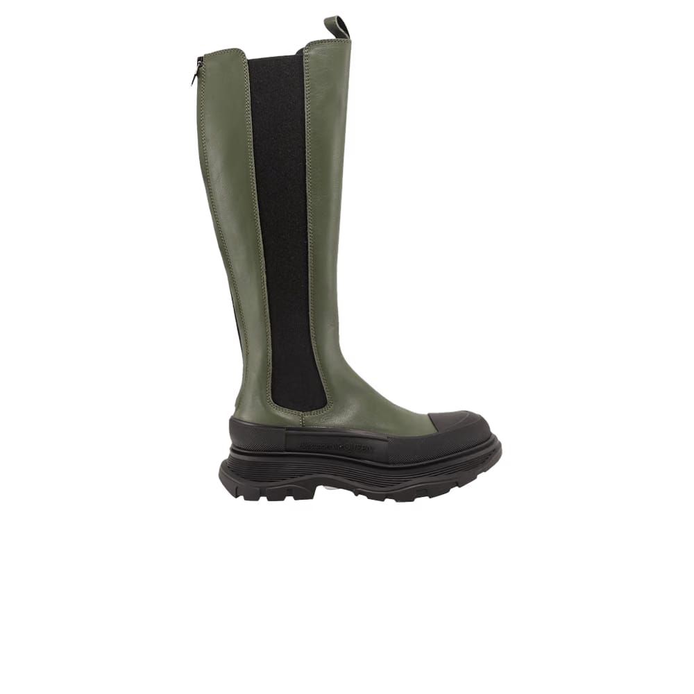 Alexander McQueen Wmns Tread Slick Knee High Boot 'Khaki Black'