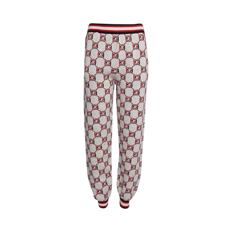 Gucci GG Jacquard Polo Pant Ivory/Red/Ink