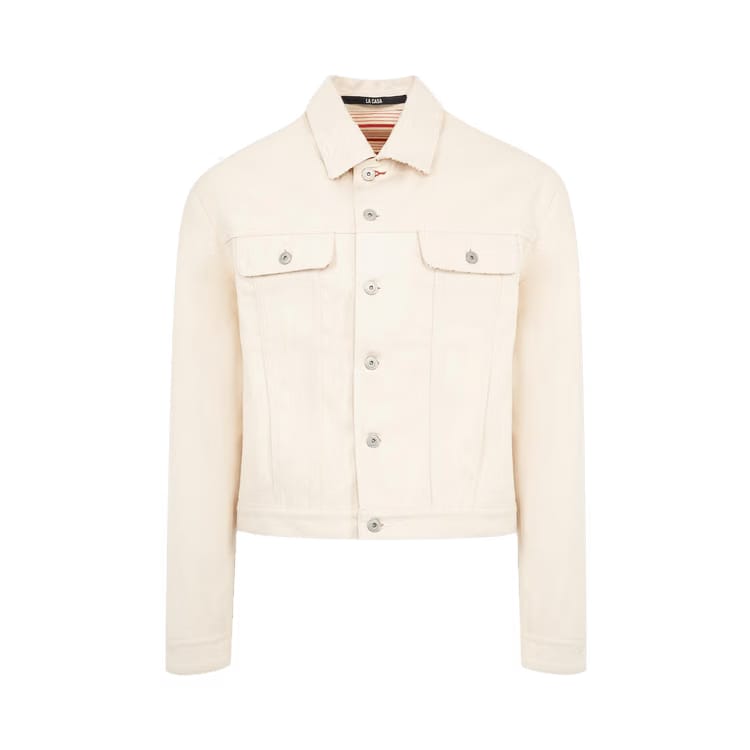 Jacquemus Denim Jacket Off White/Red Stripe