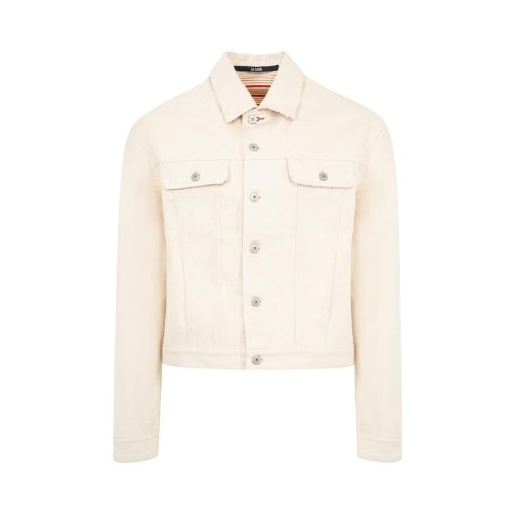 Jacquemus Denim Jacket Off White/Red Stripe