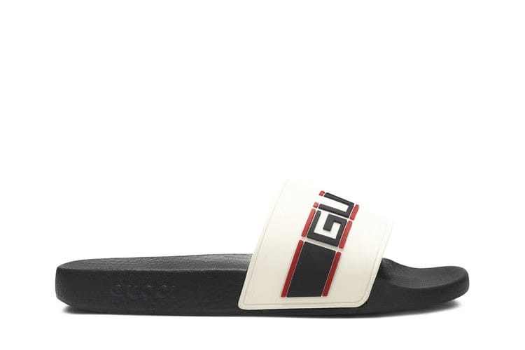 Gucci Stripe Rubber Slide Ecru