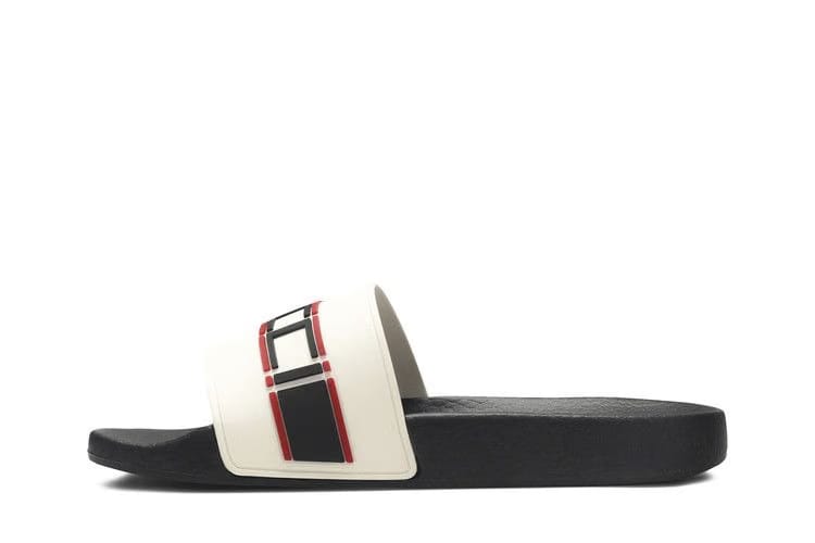 Gucci Stripe Rubber Slide Ecru