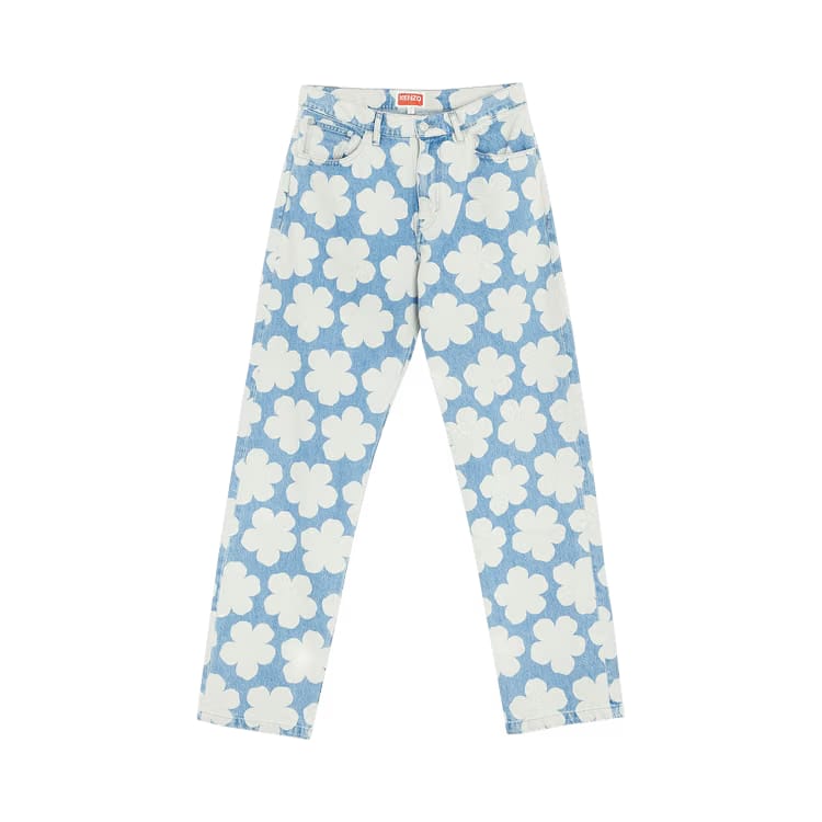 Kenzo Printed Loose Fit Jeans Sky Blue
