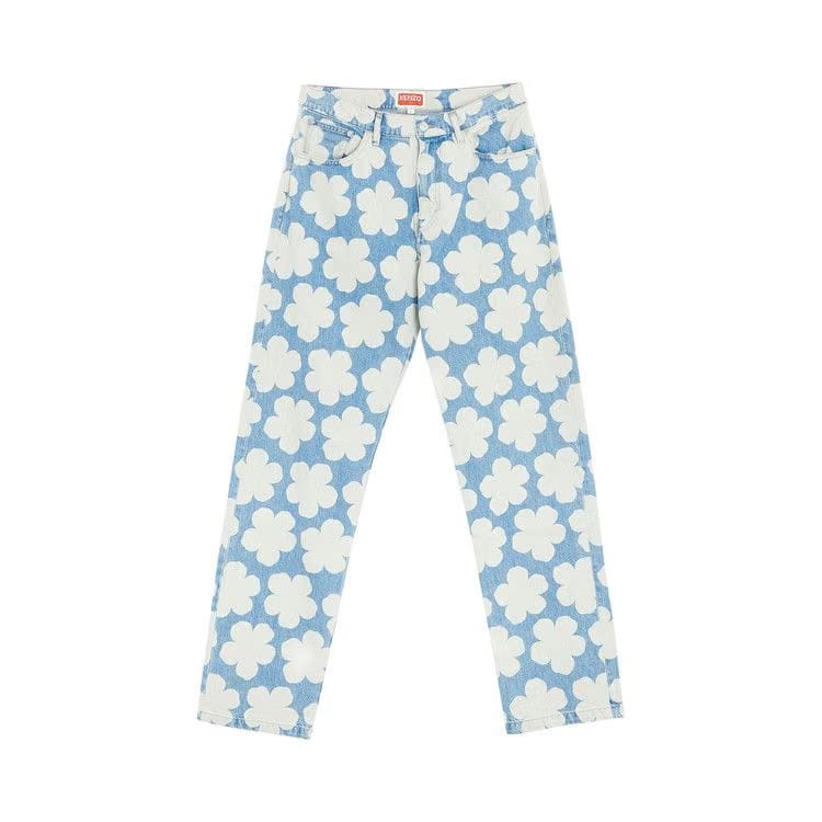 Kenzo Printed Loose Fit Jeans Sky Blue