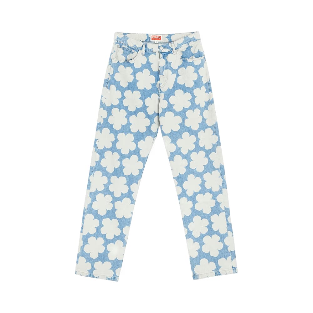 Kenzo Printed Loose Fit Jeans Sky Blue
