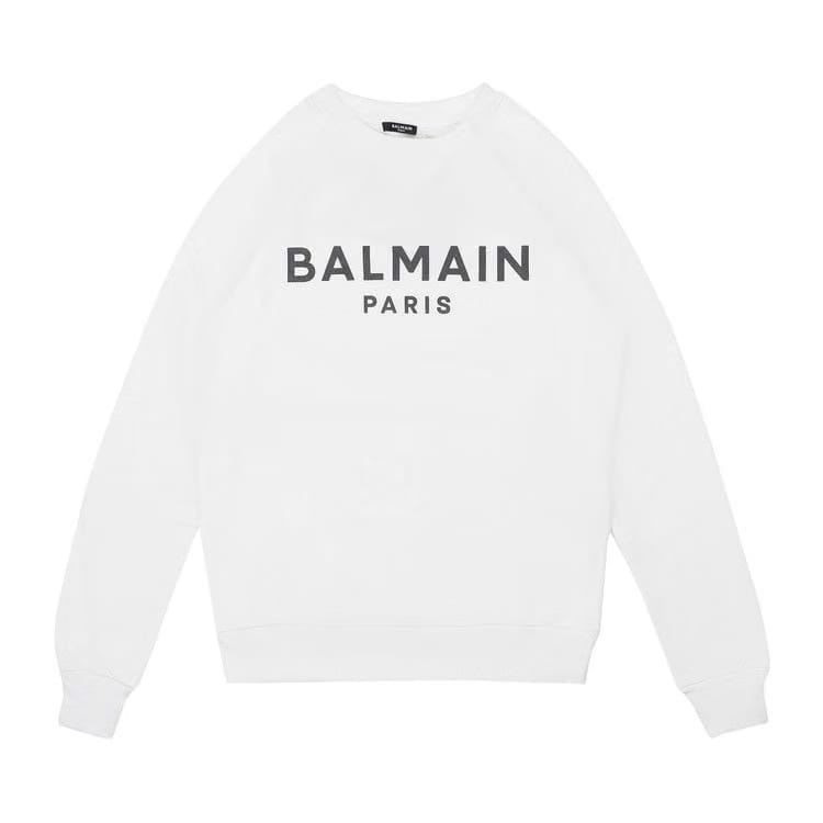 Balmain Logo Print Crewneck Sweatshirt White/Black