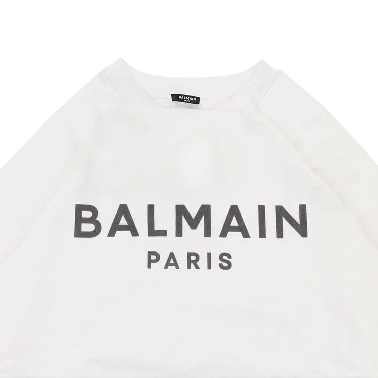 Balmain Logo Print Crewneck Sweatshirt White/Black