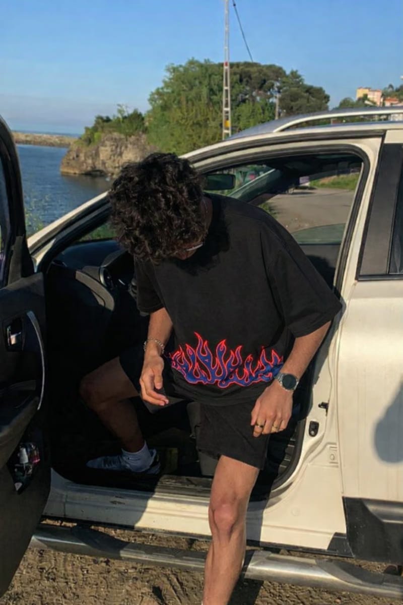 Off Supply Aurora Flames Statement T-shirt