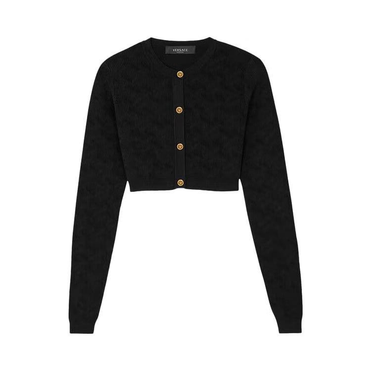 Versace Medusa La Greca Crop Cardigan Black
