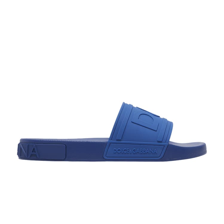 Dolce & Gabbana Rubber Beachwear Slides DG Logo - Blue