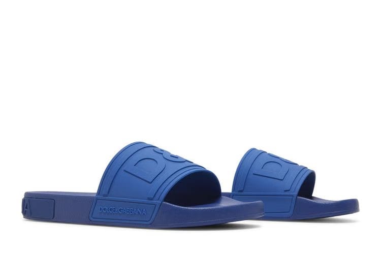 Dolce & Gabbana Rubber Beachwear Slides DG Logo - Blue