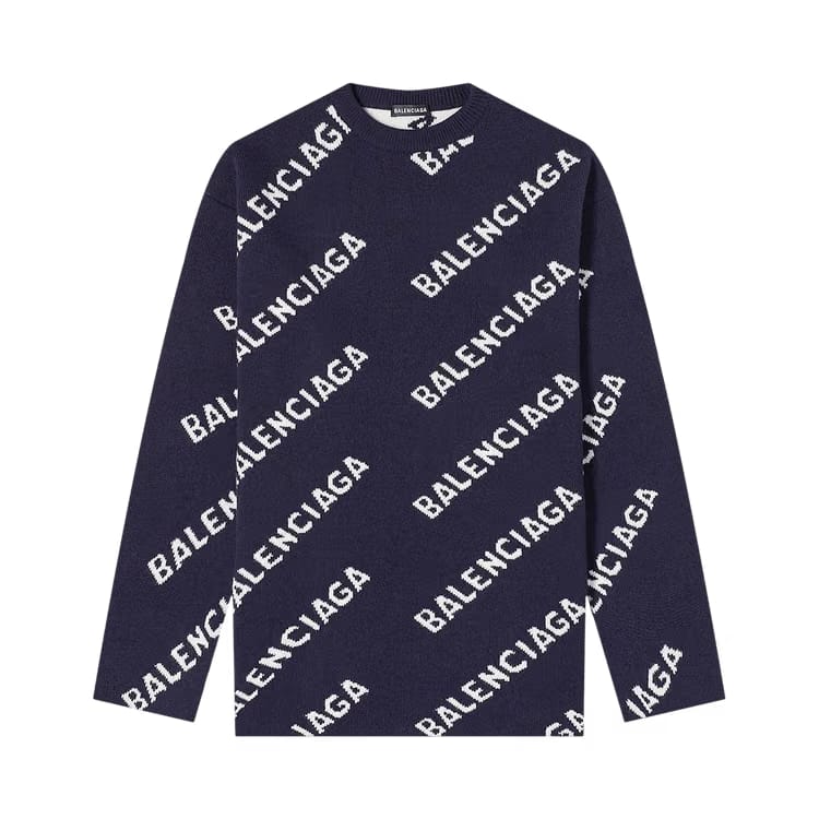Balenciaga Allover Logo Crewneck Black/White