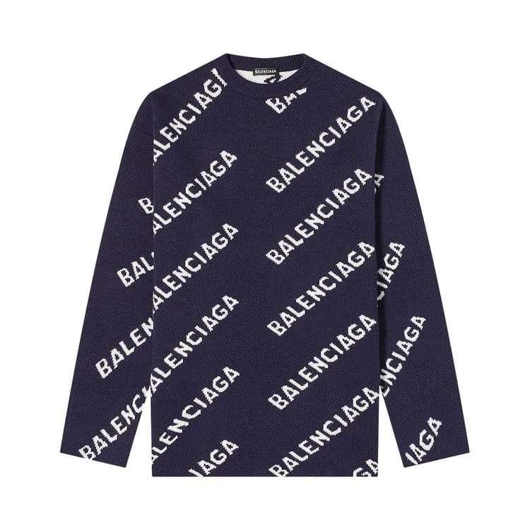 Balenciaga Allover Logo Crewneck Black/White