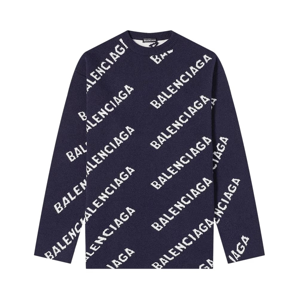 Balenciaga Allover Logo Crewneck Black/White