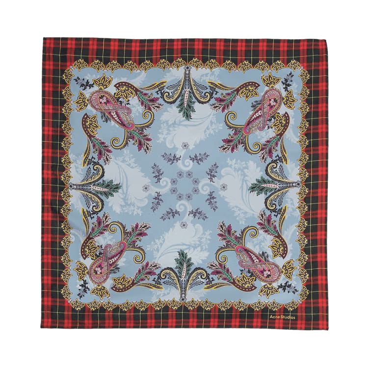 Acne Studios Printed Silk Scarf Blue/Red