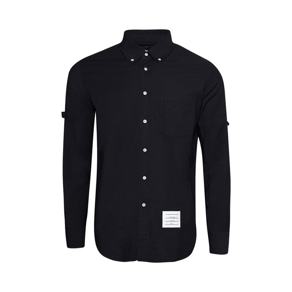 Thom Browne Straight Fit Long Sleeve Broad Shirt Navy