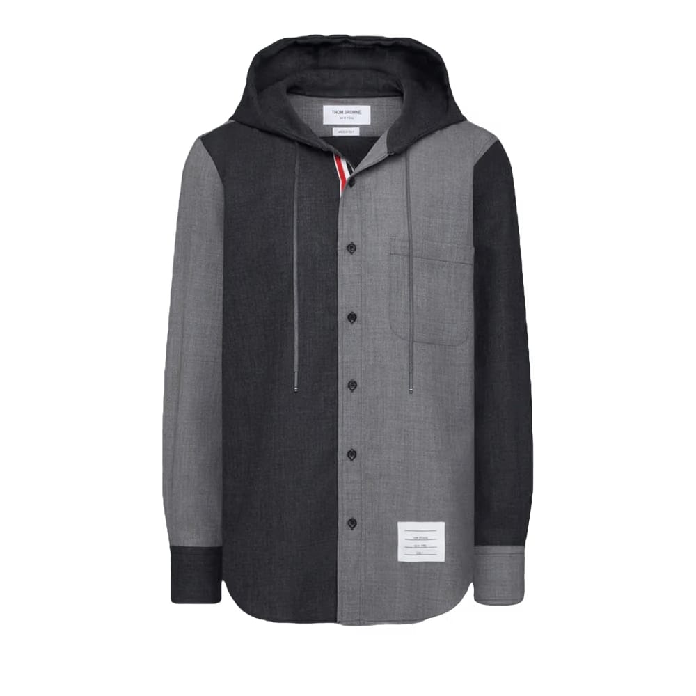Thom Browne Hooded Straight Fit Long-Sleeve Shirt Tonal Grey