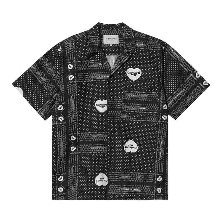 Carhartt WIP Shorts-Sleeve Heart Bandana Shirt Black