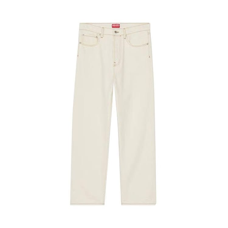 Kenzo Creations Cropped Asagao Straight Jeans Stone Bleached White