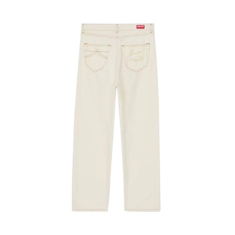Kenzo Creations Cropped Asagao Straight Jeans Stone Bleached White