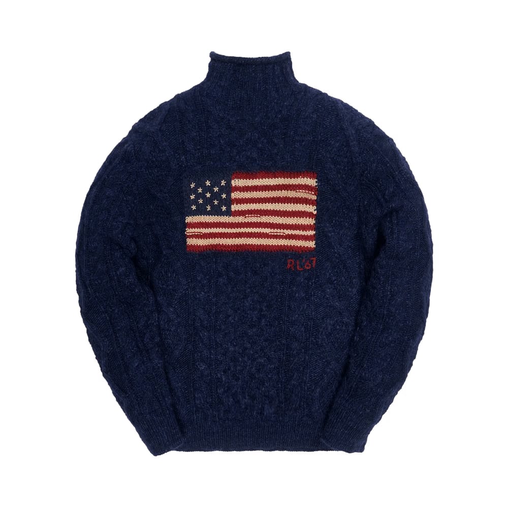 Kith x Polo Ralph Lauren Marled Flag Roll Neck Crewneck Navy Melange