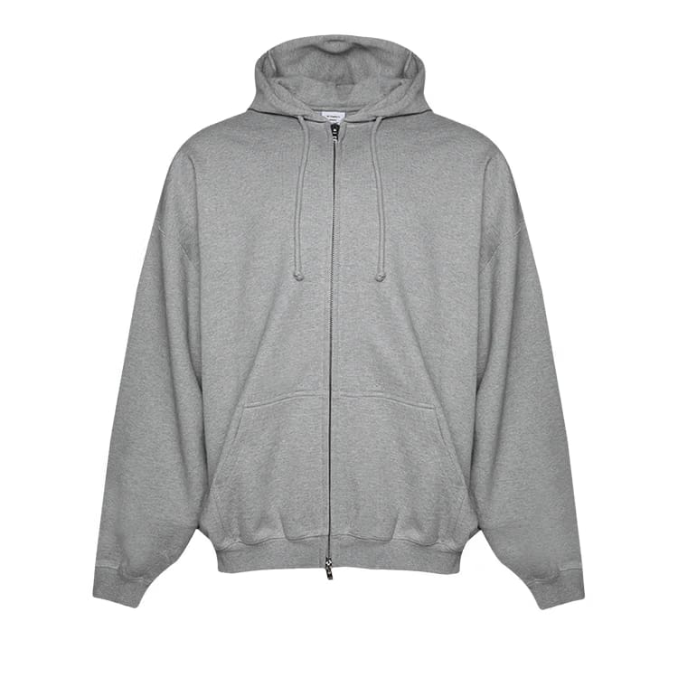 Vetements Sticker Logo Zip-Up Hoodie Grey Melange