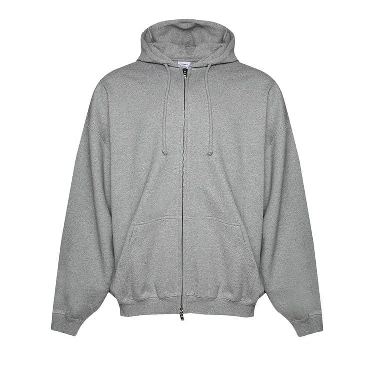 Vetements Sticker Logo Zip-Up Hoodie Grey Melange