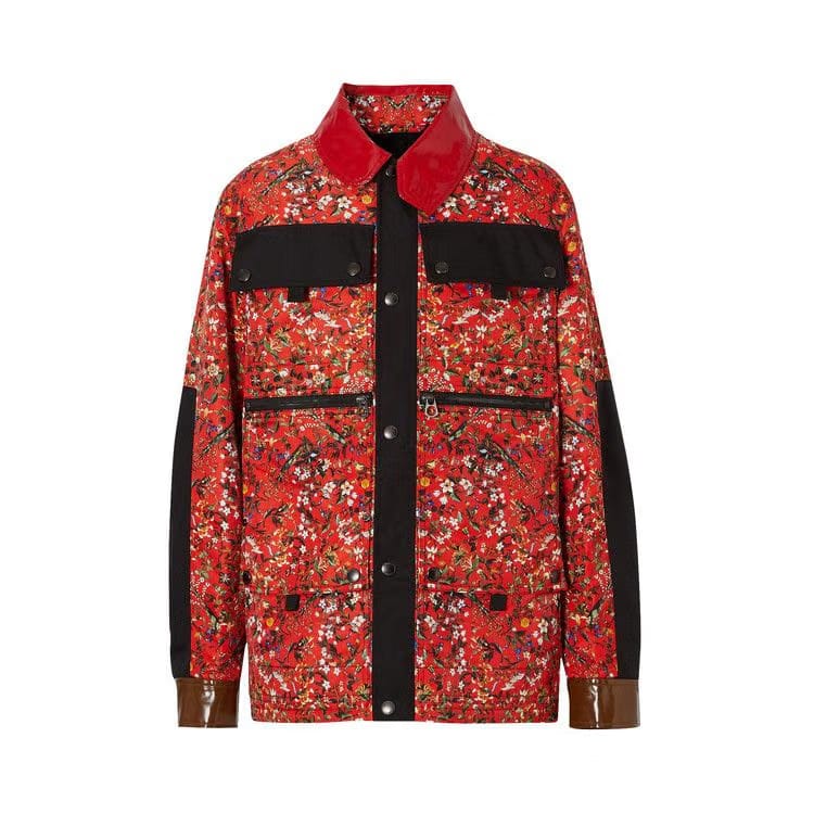 Burberry Northfleet Floral Print Nylon Field Jacket Red