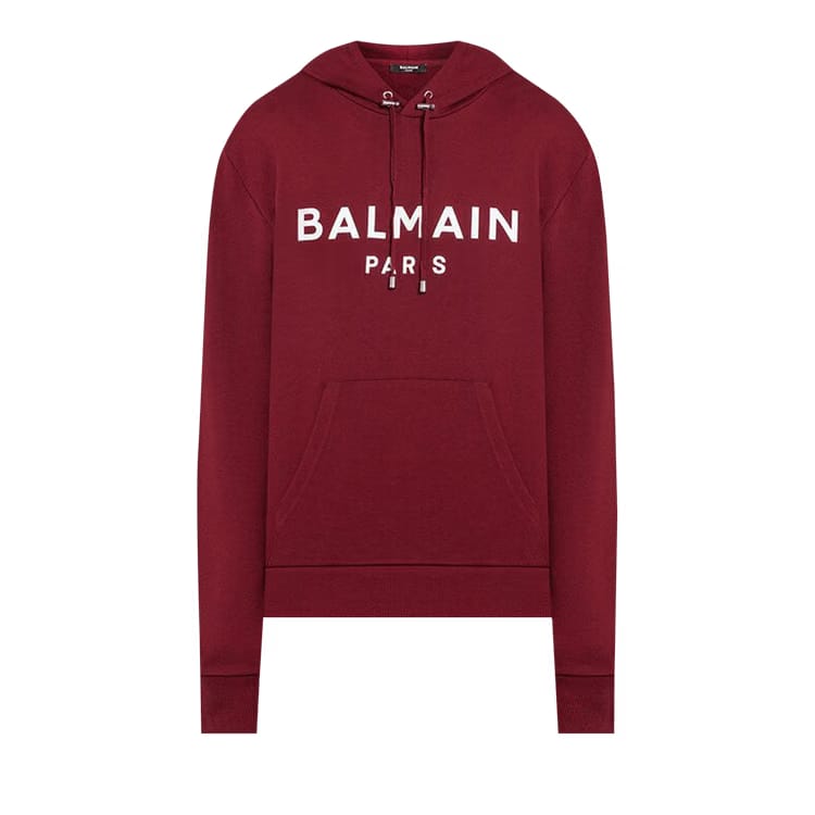 Balmain Paris Hoodie Dark Red/White
