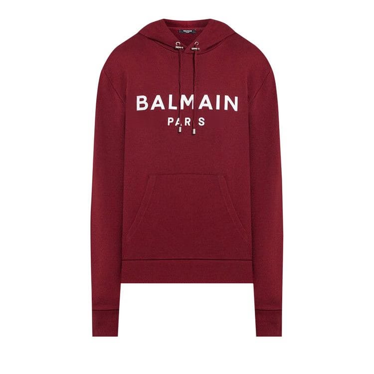 Balmain Paris Hoodie Dark Red/White