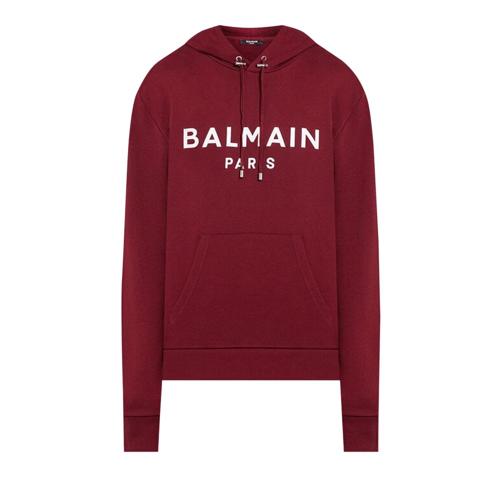 Balmain Paris Hoodie Dark Red/White