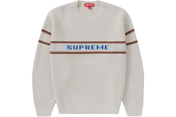 Supreme Chest Stripe Sweater (FW23) White