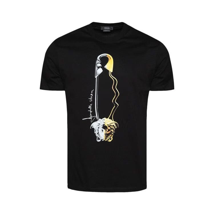 Versace Safety Pin Graphic T-Shirt Black