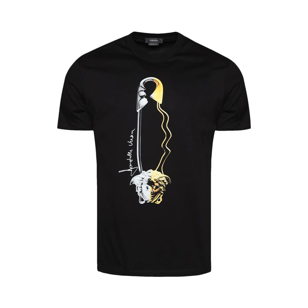Versace Safety Pin Graphic T-Shirt Black