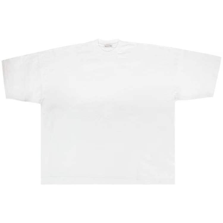 Balenciaga Logo Shorts-Sleeve Crewneck T-Shirt White