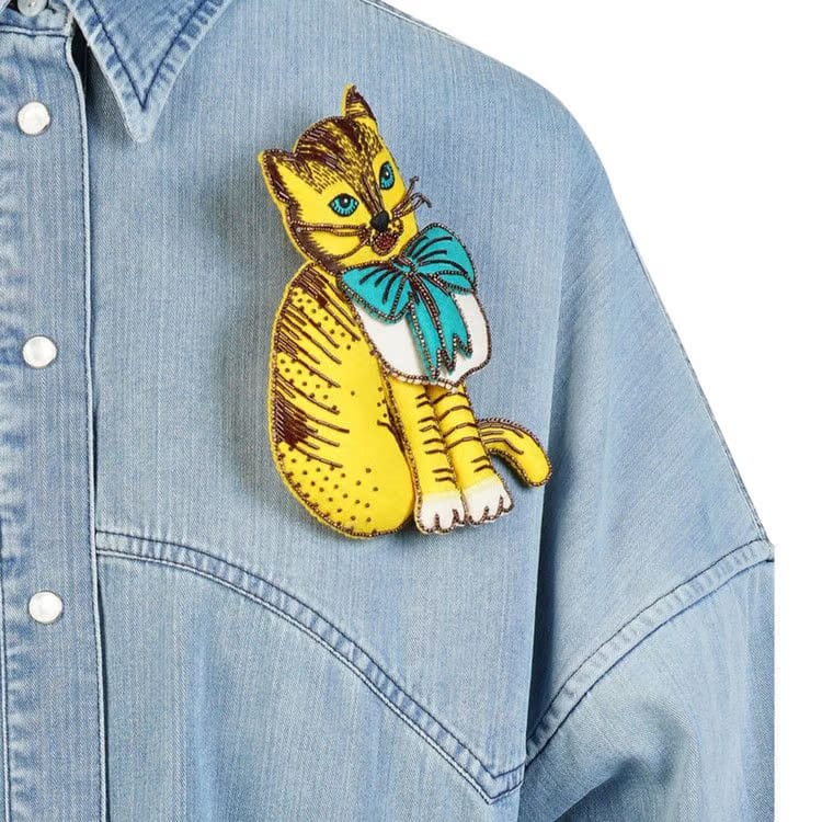 Gucci Kitten Denim Dress Blue