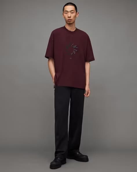 ALL SAINTS HALO SS CREW MARSH RED TSHIRT