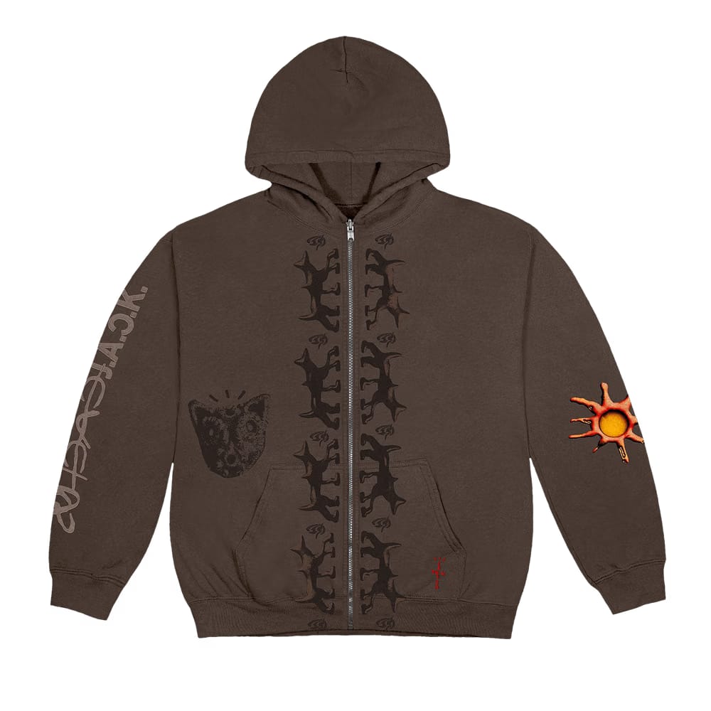 Cactus Jack by Travis Scott Reverse Dog Zip Up Hoodie Brown