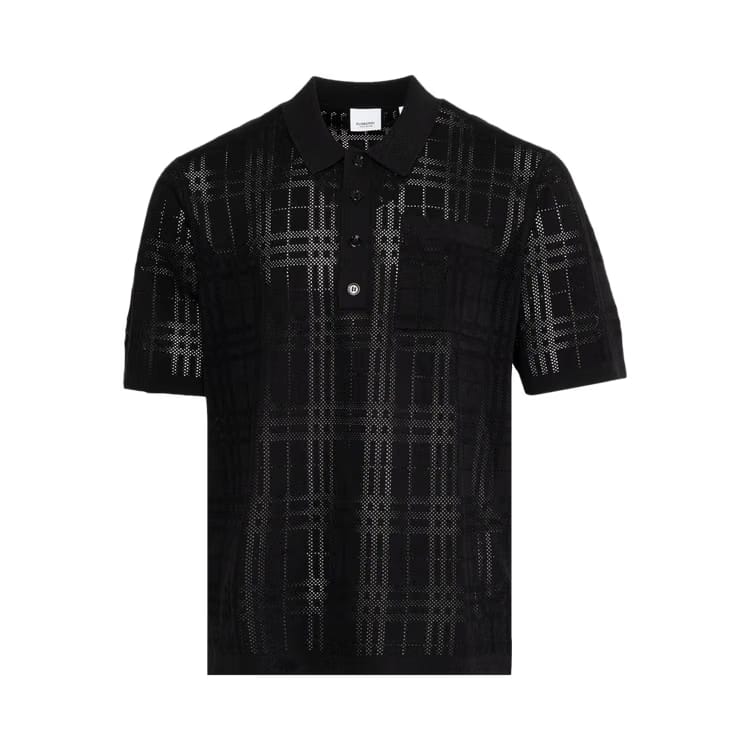 Burberry Checked Oversized Polo Shirt Black