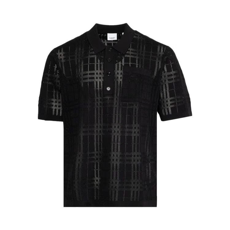 Burberry Checked Oversized Polo Shirt Black