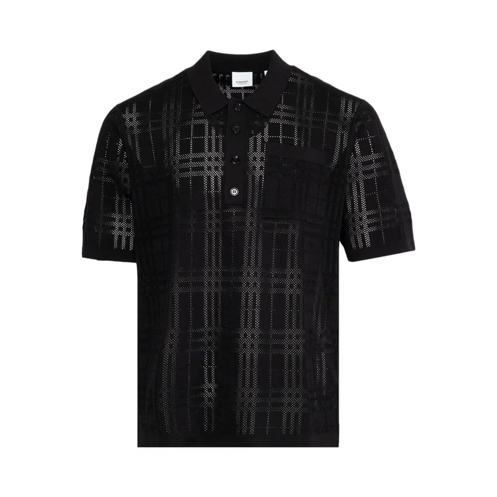 Burberry Checked Oversized Polo Shirt Black