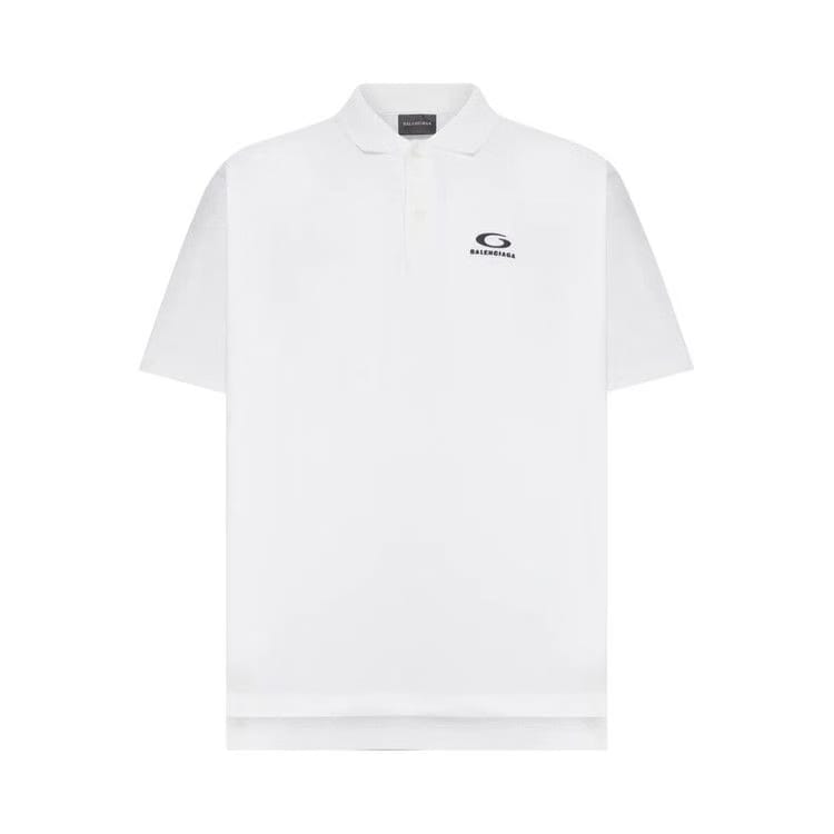 Balenciaga Shorts-Sleeve Regular Polo T-Shirt White